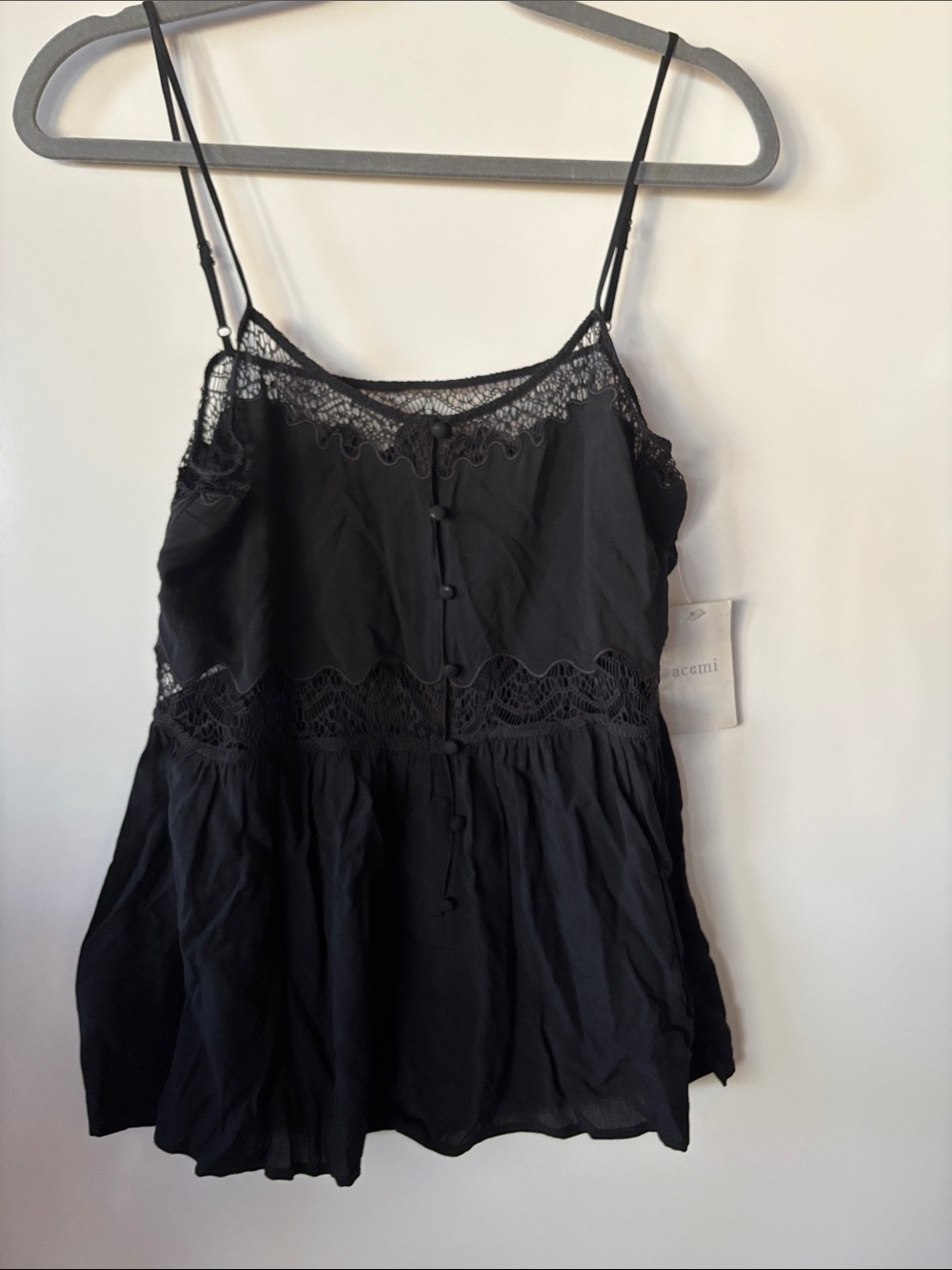 Acemi Black Lace-Panel Cami Dress